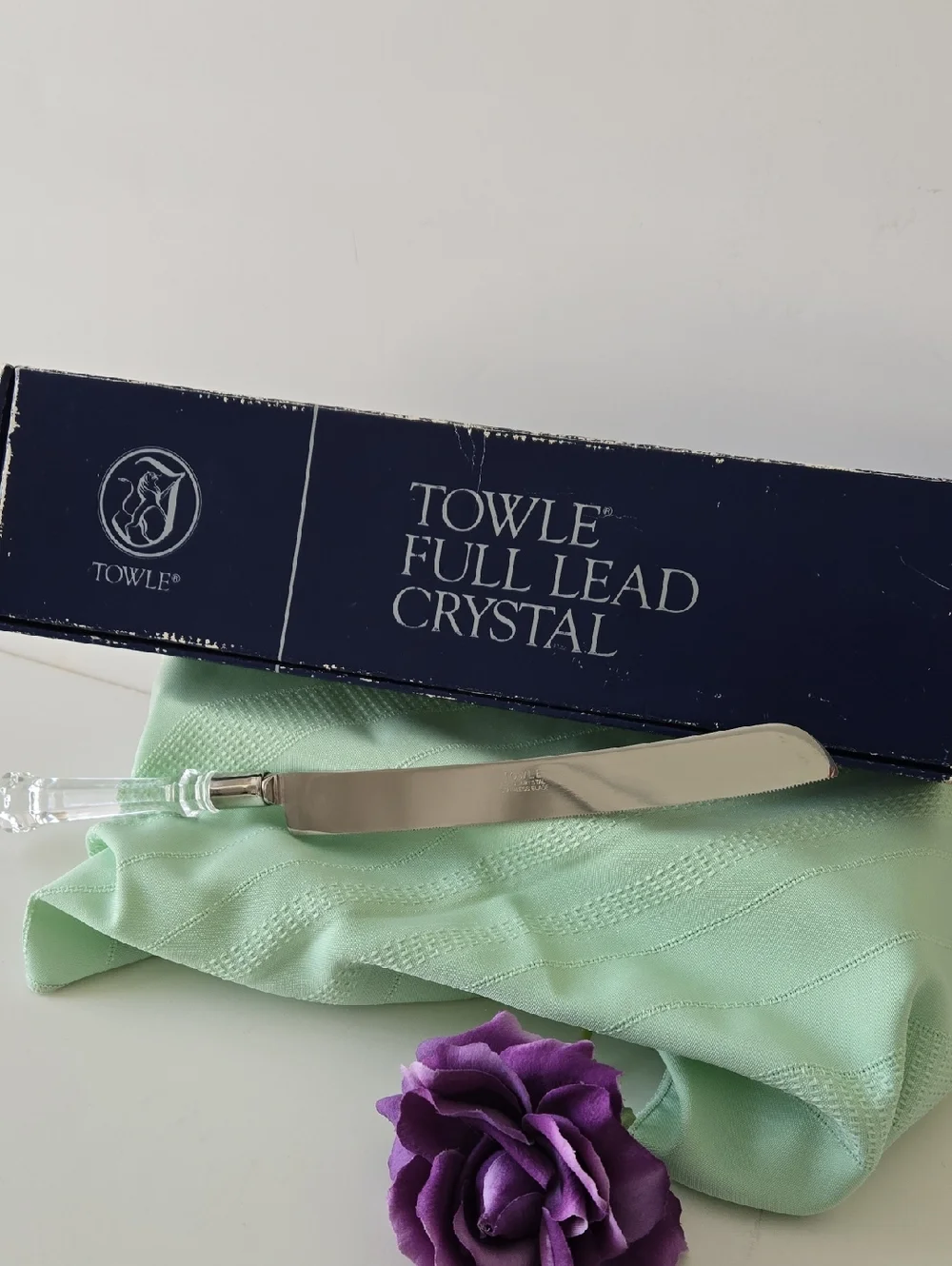 Vintage 1986 Towle Crystal Handle Bridal Cake Knife - 14